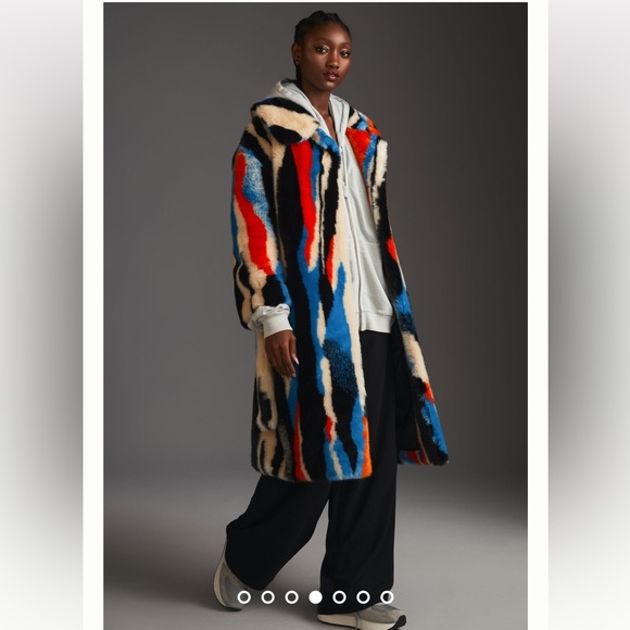 Anthropologie NWT Jakke Multicolor Faux Fur Coat Size S. - Picture 5 of 13